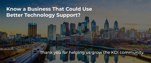 Philadelphia skyline representing the KDI Office Technology referral program
